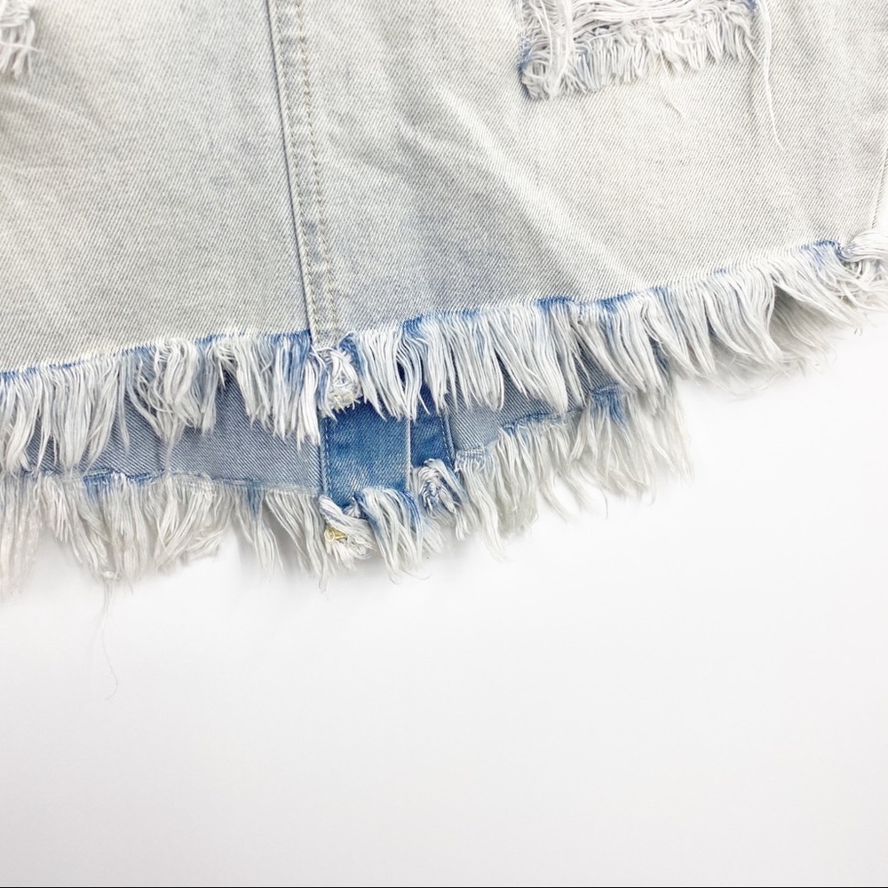Lira Distressed High Rise Denim Pencil Skirt NWT - Picture 3 of 6